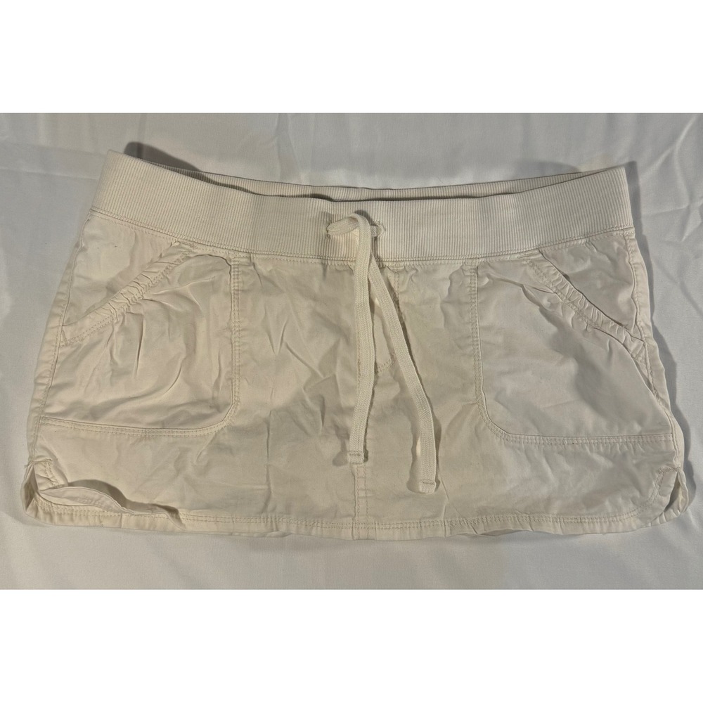 Hollister Cream Low Rise Mini Skort Drawstring Waist Women Size 6 W28